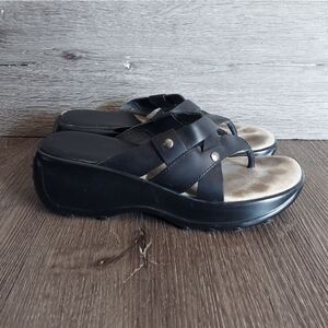 MIA Vintage 90s Black Leather Chunky Platform Sandals Size 7.5